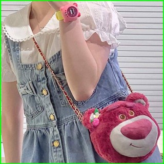 Ganyu Disney Winnie Lotso กระเป๋าสะพายไหล่ กระเป๋าถือ สะพายข้าง ขนาดใหญ่ จุของได้เยอะ ลายการ์ตูนหมี สตรอเบอร์รี่ แฟชั่นสําหรับสตรี