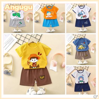 Angugu ใหม่ เสื้อยืดแขนสั้น ลายการ์ตูนน่ารัก แฟชั่นฤดูร้อน สําหรับเด็กผู้ชาย ผู้หญิง อายุ 3-12 เดือน 1-7 ปี 2023