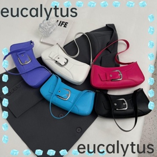 Eucalytus1 กระเป๋าสะพายไหล่ ใต้วงแขน หนัง PU ความจุขนาดใหญ่ สีพื้น เรียบง่าย สําหรับผู้หญิง