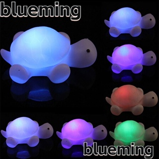 Blueming2 โคมไฟตั้งโต๊ะ LED พลาสติกนิ่ม รูปเต่าน่ารัก ใช้แบตเตอรี่ 7 สี สําหรับตกแต่งบ้าน