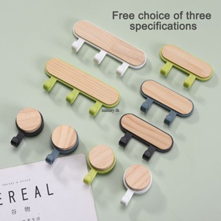 Simple Round Hook ขายส่งตะขอไม้ Punch-free Hange Door Back Hook Kitchen Hook Bathroom Hook Wooden Decoration mimay