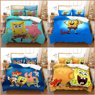 23 SpongeBob 3in1 ชุดเครื่องนอน ผ้าปูที่นอน ผ้าห่ม ห้องนอน ซักทําความสะอาดได้ สะดวกสบาย