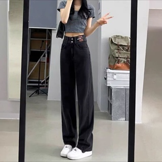 Solenne  กางเกงขายาว กางเกงยีสน์ผู้หญิง ทรงหลวม ๆ ตรง Retro Hip Hop Pants 2023 NEW Style  ทันสมัย สวย ins Comfortable A97L887 36Z230909