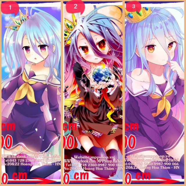 หมอนอนิเมะ Nogame Nolife 40 x1m พิมพ์ลาย 1 ด้าน พร้อมไส้ผ้าฝ้าย