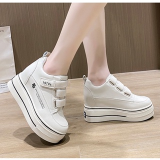 (M174)🌈รองเท้าผ้าใบเสริมส้น 8cm l 3.2นิ้ว (ขาว,ดำ)Sz.34-40 **𝑷𝒓𝒆-𝑶𝒓𝒅𝒆𝒓