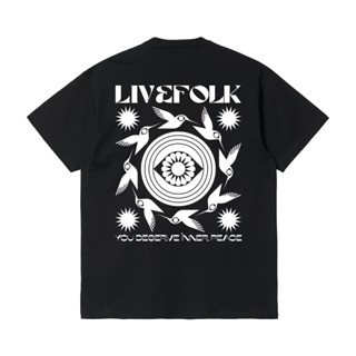 เสื้อยืดผ้าฝ้ายพิมพ์ลายLivefolk - Birdy Black T-Shirt