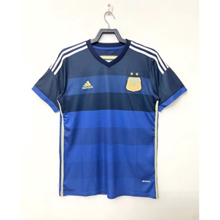 เสื้อกีฬาแขนสั้น ลายทีมชาติฟุตบอล Argentina 2014 ชุดเยือน สไตล์เรโทร