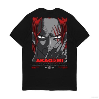 เสื้อยืดแขนสั้นAg เสื้อยืดแขนสั้นลําลอง ทรงหลวม พิมพ์ลายอนิเมะ One Piece SHANKS แฟชั่นสําหรับผู้ชายS-5XL