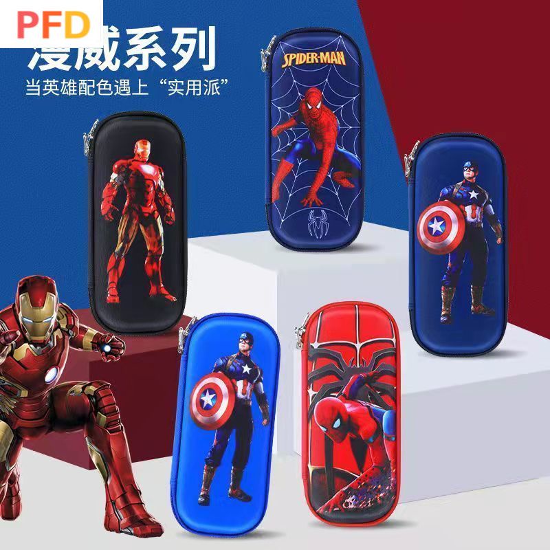 กล่องดินสอ เครื่องเขียน ลายการ์ตูนมาร์เวล กัปตันอเมริกา สไปเดอร์แมน อุลตร้าแมน ความจุเยอะ สําหรับเด็กนักเรียน