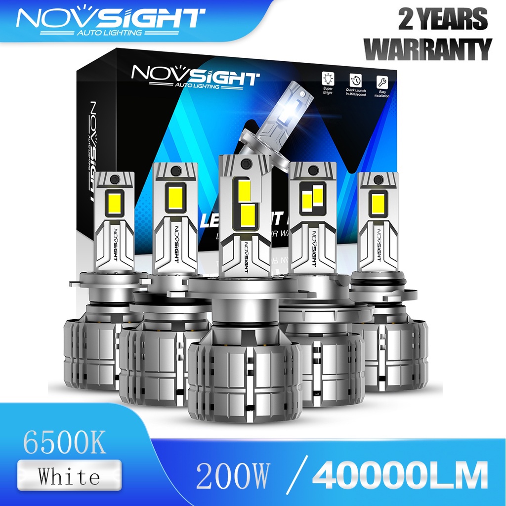 Novsight N60 H4 H11 9006 9005 ไฟหน้ารถยนต์ LED 200W 40000LM 6500K สว่างมาก พร้อมส่ง