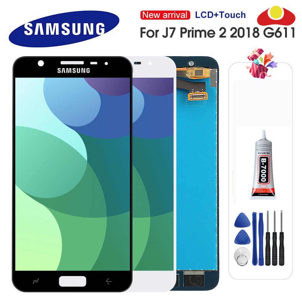 สําหรับ Samsung j7 prime G610 G610F G610M จอแสดงผล lcd พร้อม touch digitizer ชุดเปลี่ยนอะไหล่ซ่อม