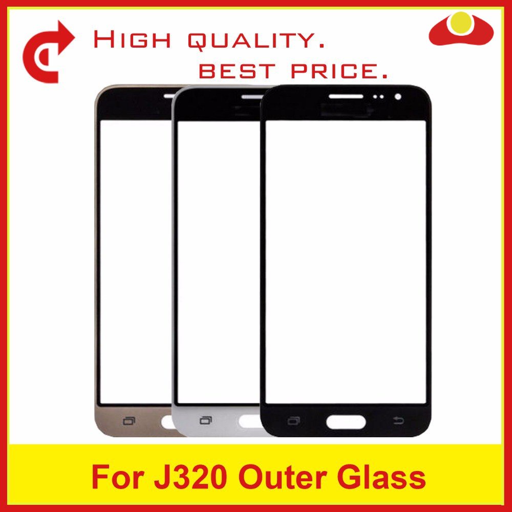 สําหรับ Samsung Galaxy J3 J320 J320A J320F J320M J320FN 2016 หน้าจอสัมผัสแผงด้านหน้าเลนส์กระจกด้านนอ