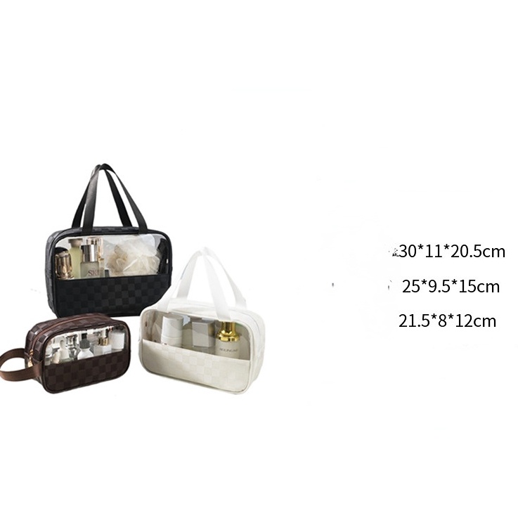 กระเป๋าเครื่องสําอาง PVC กันน้ํา น้ําหนักเบา จุของได้เยอะ แบบพกพา เหมาะกับการเดินทาง