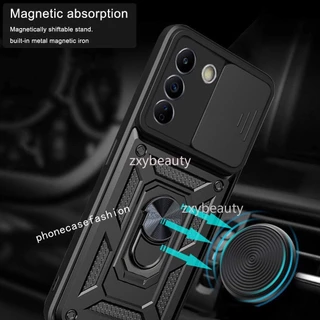 เคสโทรศัพท์สําหรับvivo V50 V40 V30 V29 V27 Pro V40Lite V30e V29E V27E Y100 Y200 Y19s Y29 Y39 5G 2023 เกราะแข็งกันกระแทกแม่เหล็กปลอกแหวนขาตั้งฝาครอบป้องกันกล้อง