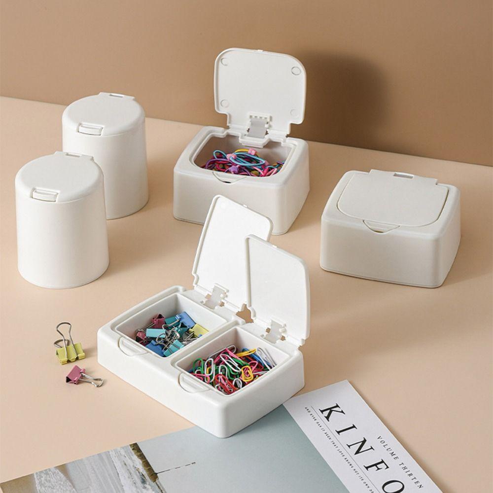 LONTIME Desktop Organizer Multi-Functional Mini Floss คอนเทนเนอร์เครื่องเขียนฝาครอบไม้จิ้มฟัน
