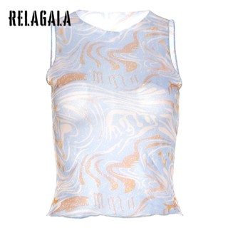 Relagala ใหม่ เสื้อกล้ามลําลอง คอกลม แขนกุด สีพื้น แฟชั่นสําหรับสตรี 2023