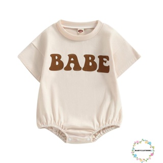 Babyclothes- ชุดรอมเปอร์ แขนสั้น คอกลม พิมพ์ลายตัวอักษร ทรงหลวม ลําลอง แฟชั่นฤดูร้อน สําหรับเด็กผู้หญิง