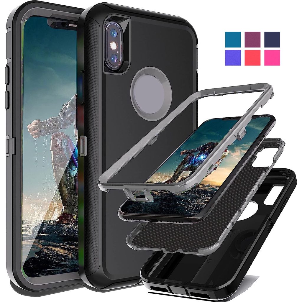 เคสโทรศัพท์มือถือ กันกระแทก กันฝุ่น 3 ชั้น ทนทาน สําหรับ iPhone XR X Xs Max 7 8 Plus & SE 2020