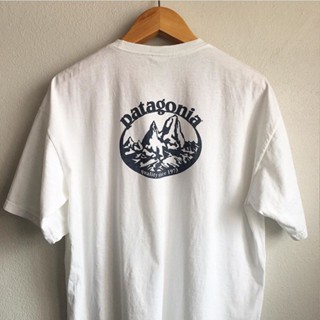 【HOT】American Vintage Patagonia Bata Mountain Print Loose Cotton Short Sleeve T-shirt for Men Tee