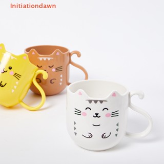 [Initiationdawn] ถ้วยใส่แปรงสีฟัน แบบหนา ลายการ์ตูนแมวน่ารัก สําหรับเดินทาง บ้าน