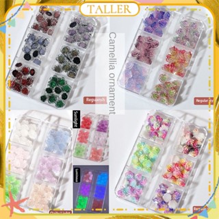 ✧ Ready Stcok 6กริด/ 1กล่อง3d Luminous Nail Art Camellia เครื่องประดับมุกสีขาวปุ่มเย็บ Rhinestone ดอกกุหลาบเรซิ่น Decocation สำหรับร้านทำเล็บสูง10สไตล์