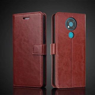 เคสหนัง Pu ฝาพับ พร้อมช่องใส่บัตร สไตล์เรโทร สําหรับ Nokia 3.4 Nokia 3.4