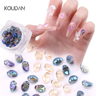 Koudan สติกเกอร์คริสตัล พลอยเทียม ออโรร่า 3D ทรงไม่สม่ําเสมอ สําหรับตกแต่งเล็บ DIY 12 ชิ้น