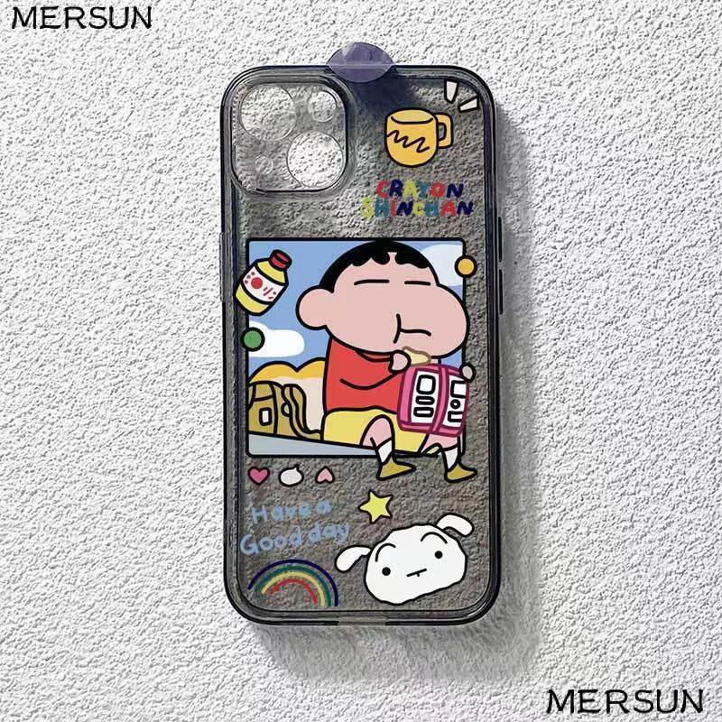 เคสโทรศัพท์มือถือ ซิลิโคนนุ่ม ใส กันกระแทก ลายการ์ตูนชินจัง สําหรับ Iphone 8ppro 12 13 14xsmax7 GNKB