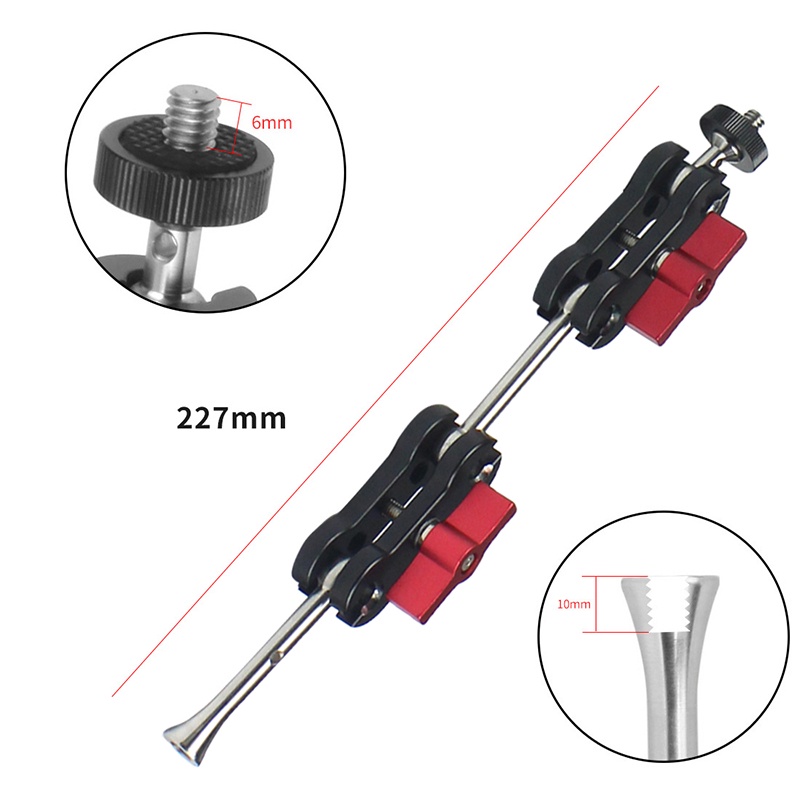 Feichao Magic Arm กล้อง Mount Dual Ballhead 1/4 สกรูสําหรับ GoPro 13 12 11 กล้อง DSLR กรงสําหรับ Monitor ไฟ LED/ไฟแฟลช/จอภาพ LCD