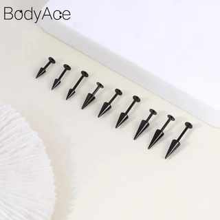 Bodyace 1 PC 16G/18G Punk ปีศาจยาว Spike Labret Lip เจาะสแตนเลสกระดูกอ่อนสตั๊ดต่างหูกรวย Conch Helix เจาะ