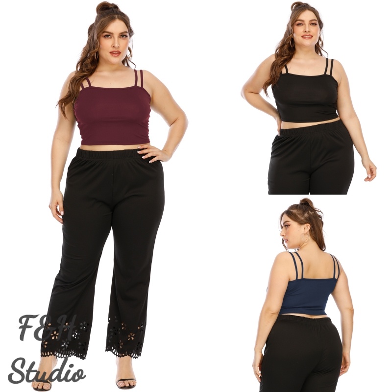 F&H 3354-3 สี L-4XL อินเทรนด์ Plus ขนาดผู้หญิงs เสื้อผ้ายืด Crop Tops