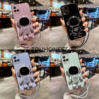 เคส Vivo Y21 เคส Vivo Y33S เคส Vivo Y21T เคส Vivo Y21A Case Vivo Y21S Case Vivo Y33T Case Vivo Y32 Case Vivo Y21E Case Fashion Silicone Cute Cool Anime Astronaut Stand Phone Cover Casing Case With Rope TG โทรศัพท์มือถือ ซิลิโคน ลายการ์ตูนนักบินอวกาศน่ารัก