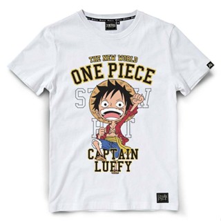 ราคาต่ำสุด!!  ️‍ เสื้อยืดวันพีช One Piece LUFFY-969-WH เสื้อยืดคอกรม S-3XL