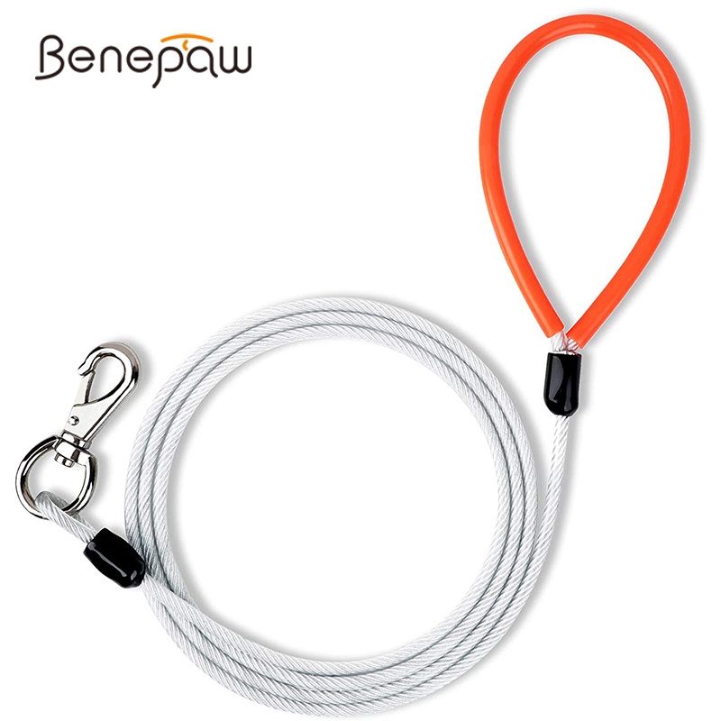 Benepaw สายจูงสุนัข ลวดเหล็ก ทนต่อการกัด ทนทาน จับสบาย ไม่พันกัน สําหรับสุนัขขนาดเล็ก กลาง ใหญ่