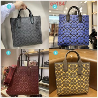 COACH CA184 CA096 Gotham Tall 24 Tote ผู้ชายกระเป๋าถือ/กระเป๋าช้อปปิ้ง/กระเป๋าโท้ทพิมพ์ลาย/สี่เหลี่ยม/กระเป๋าโท้ทเปิด