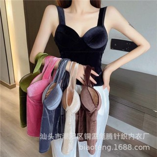 HotBra เสื้อกล้ามสายเดี่ยว แฟชั่น ผ้ากำมะหยี่ หรูเรียบ  CC 867