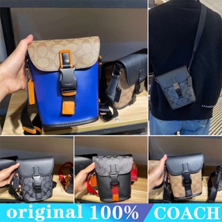 COACH c3134 TRACK Small FLAP กระเป๋าสะพายไหล่ผู้ชาย/กระเป๋าโทรศัพท์มือถือ/กระเป๋าหนังผู้ชาย/กระเป๋ากล้อง