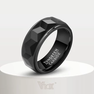 Vnox แหวนแต่งงาน ทังสเตนอัลลอย โลหะ สีดํา 8 มม. แฟชั่น สําหรับผู้ชาย