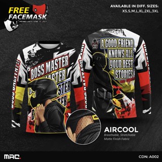 Mac BOSS MASTER เสื้อแขนยาว ผ้า Aircool พิมพ์ลายเต็มตัว เสื้อเจอร์ซีย์ เสื้อไรเดอร์ เสื้อดริฟิต เสื้อมอเตอร์ไซค์ - A002