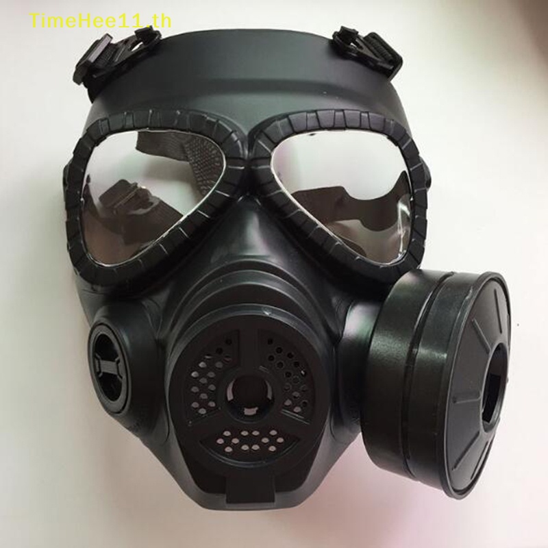 Timehee หน้ากากป้องกันแก๊ส สีดํา สไตล์ทหาร สําหรับกลางแจ้ง