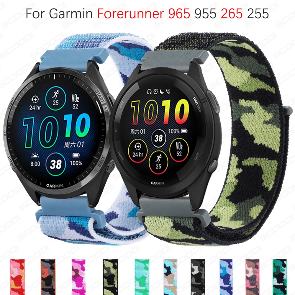 สายนาฬิกาข้อมือไนล่อน ลายพราง สําหรับ Garmin Forerunner 965 955 265 255 SmartWatch