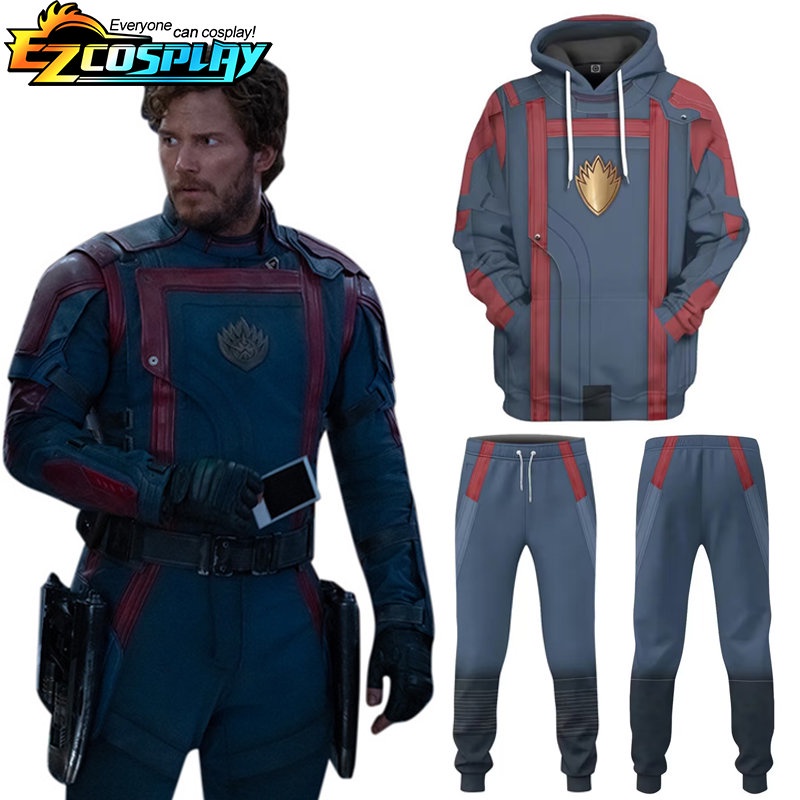 Guardians of the Galaxy 3 Star-Lord ชุดคอสเพลย์ เสื้อฮู้ดดี้ กางเกงลําลอง แบบสวมหัว สําหรับผู้ชาย