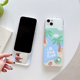 【A Sea side】เคสโทรศัพท์มือถือ แบบกระจกสไลด์ สําหรับ iP Phone 14 11 12 13 ProMax Plus 5G