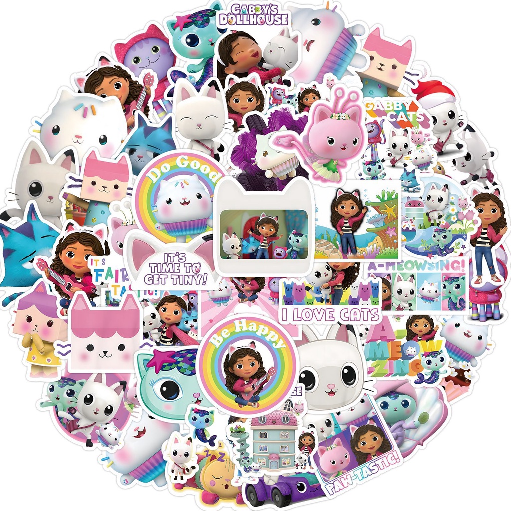 50 ชิ้นไม่ทําซ้ํา Gabby Dollhouse Cats สติ๊กเกอร์กันน้ํา