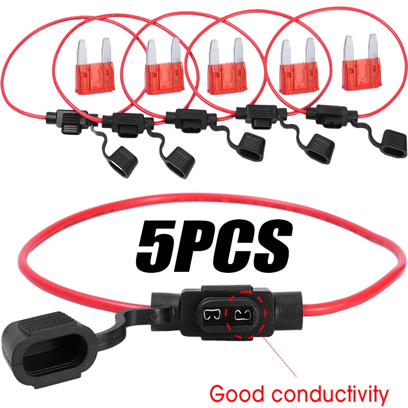 5 ชิ้น รถ มินิเบลด ฟิวส์ ที่ยึด 12V 20A สายอะแดปเตอร์ตัด สวิตช์ซ็อกเก็ต ป้องกันความชื้น ฝาครอบป้องกันน้ํากระเซ็น อุปกรณ์เสริมอัตโนมัติ
