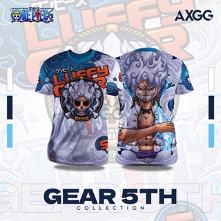 เสื้อยืดแขนสั้น ผ้าโพลีเอสเตอร์ พิมพ์ลายดิจิตอล Axgg  One Piece - Gear 5 แบบแห้งเร็ว สําหรับผู้ชาย