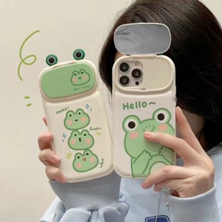 เคสโทรศัพท์มือถือ กันลื่น ลายสัตว์น่ารัก พร้อมกระจก สําหรับ iPhone 2-1 14Pro max 14Pro 14 13 Pro 13Pro max 12 Pro 11 1 2 Pro 3