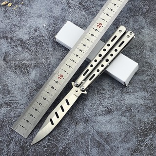 มีด มีดควงปลายเรียว เจาะร่องกลาง ไม่มีคมใช้ฝึกควงแบบ5 (Butterfly Knife)  มีสินค้าพร้อมส่ง