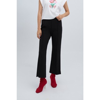 ESP กางเกงผ้ายืดแต่งผ่าข้าง ผู้หญิง สีดำ | 4-Way Trousers with Side Slit | 5805