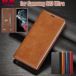 S23Ultra Luxury Leather Cover เคสโทรศัพท์มือถือหนัง ฝาพับ พร้อมช่องใส่บัตร หรูหรา สําหรับ SAMSUNG GALAXY S21 FE S22 Ultra S23 Plus S22+ 5G S23Ultra